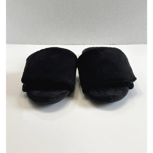 Vionic Dream Cozy Women's 8 Black Faux Fur Slide Slippers Adjustable Comfy Flats - Picture 4 of 16